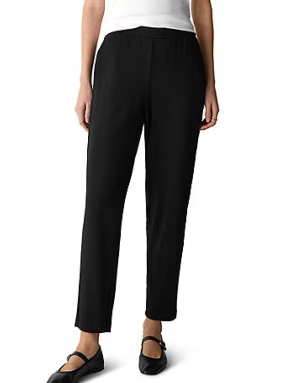Eileen Fisher Black Pull-On Knit Straight Leg Dress Pants Stretch Size S